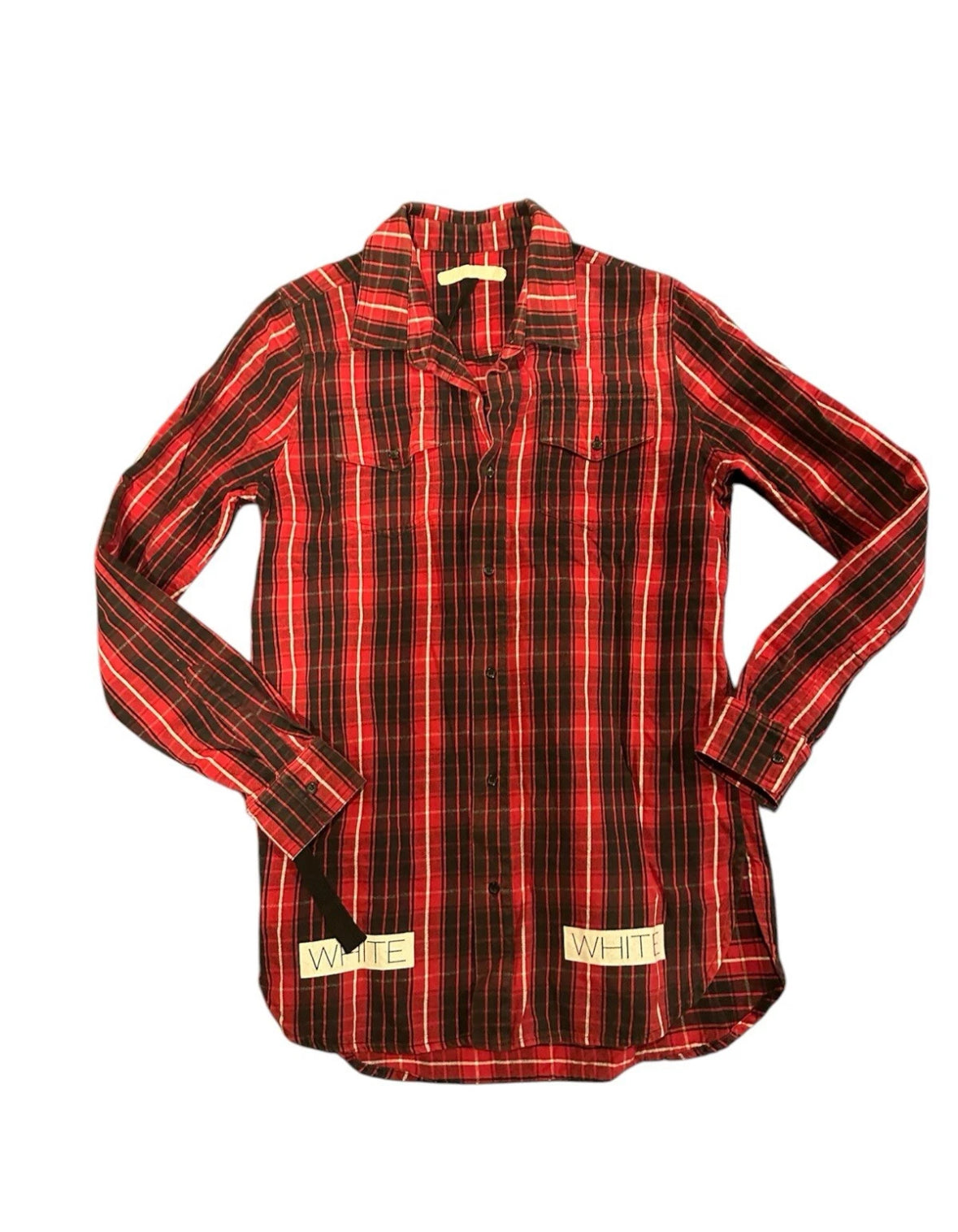 OFF-WHITE Extended Flannel red Pre Owned Size Small
