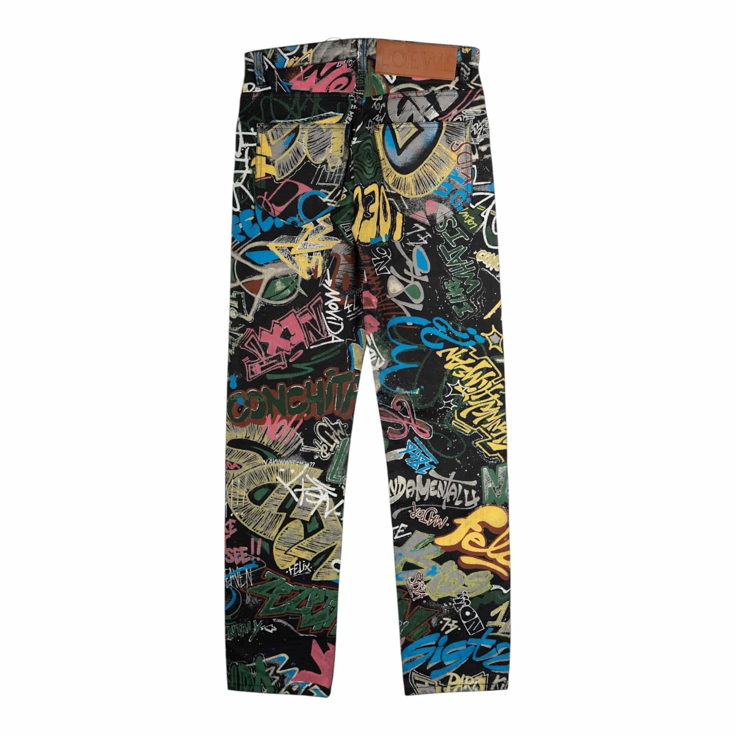 Loewe graffiti waxed jeans pre owned size 46 fits 30 waist
