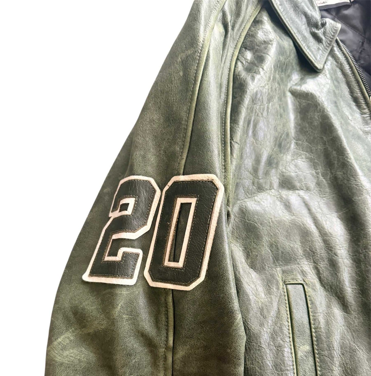 Vale Valley Dreams Leather Olive Jacket Pre Owned