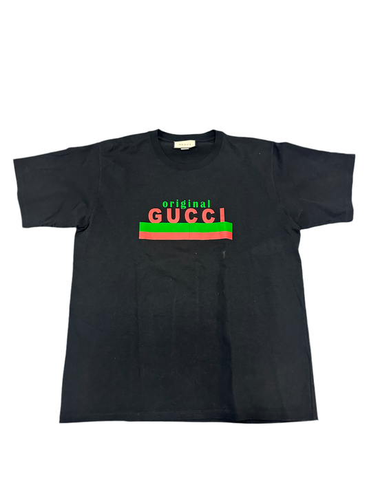 Gucci original Gucci logo Black T-shirt Pre owned XXL - The Valley Closet