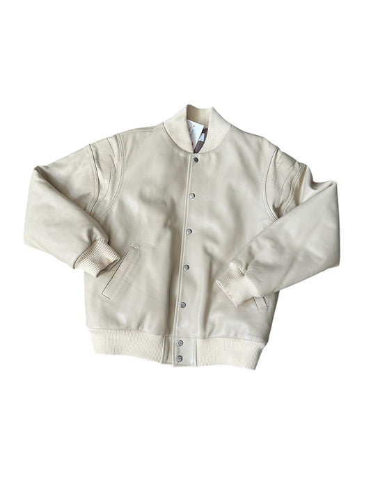 Rhude Speedster Cream Leather Bomber Pre Owned Size Medium - The Valley Closet