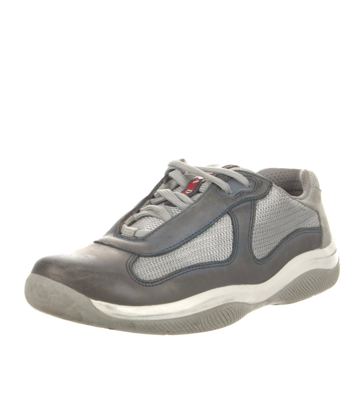 Prada Americas Cup Grey Leather Pre Owned Size 7 No box - The Valley Closet