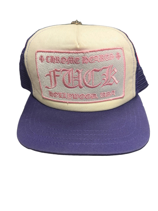 Chrome hearts Purple pink Fuck trucker hat Pre owned Rare