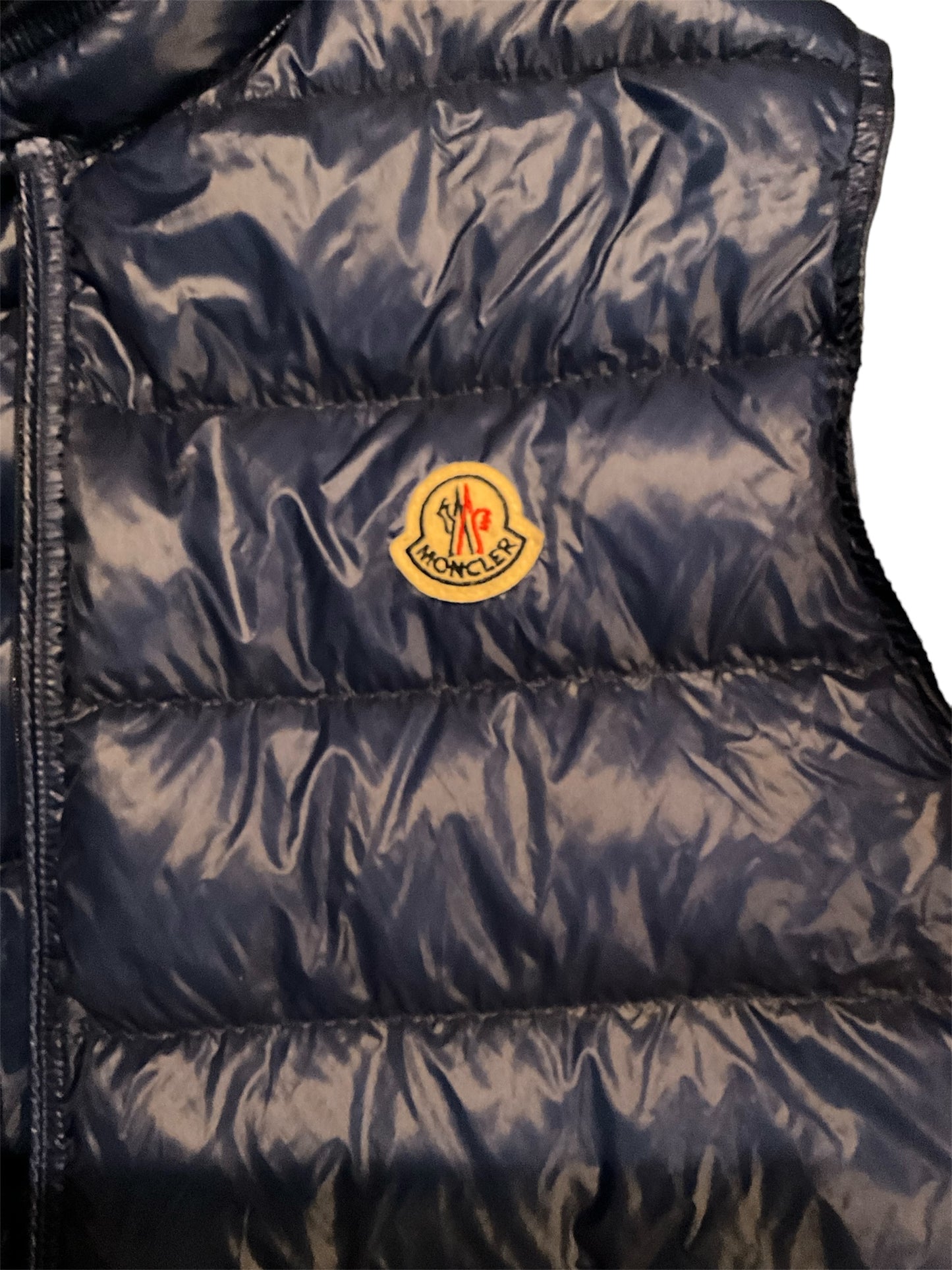 Moncler slim fit blue logo vest 