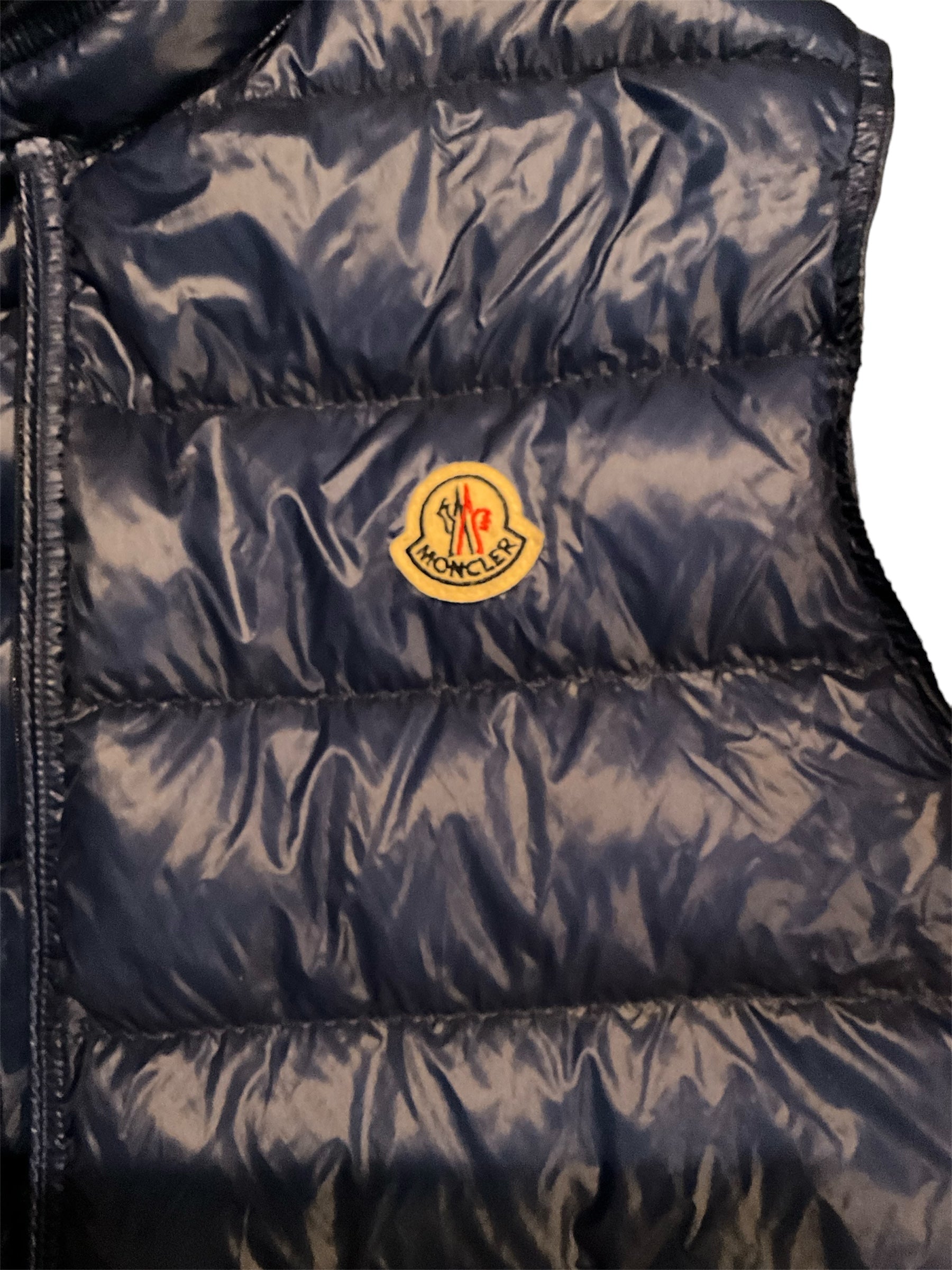 Moncler slim fit blue logo vest 
