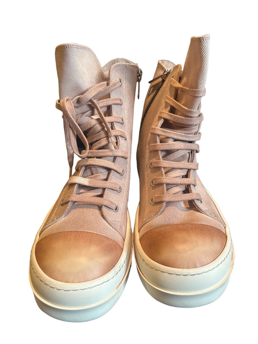Rick Owens Ramones high pre owned size 10 light tan - The Valley Closet