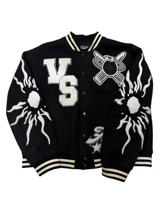 Vale Everyone Lives Forever Black Varsity Jacket Pre Owned XL - The Valley Closet