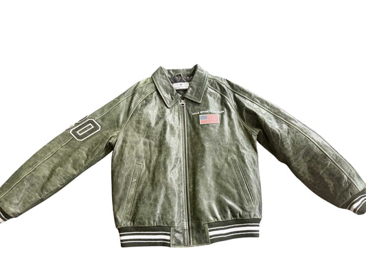 Vale Valley Dreams Leather Olive Jacket Pre Owned