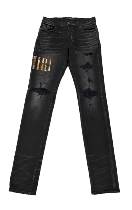 Amiri plaid logo jeans pre owned size 36 - The Valley Closet