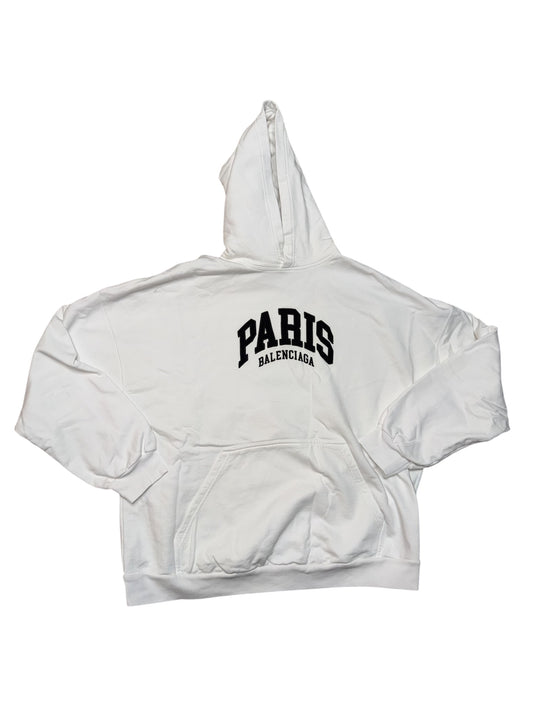 Balenciaga Paris Hoodie White Medium