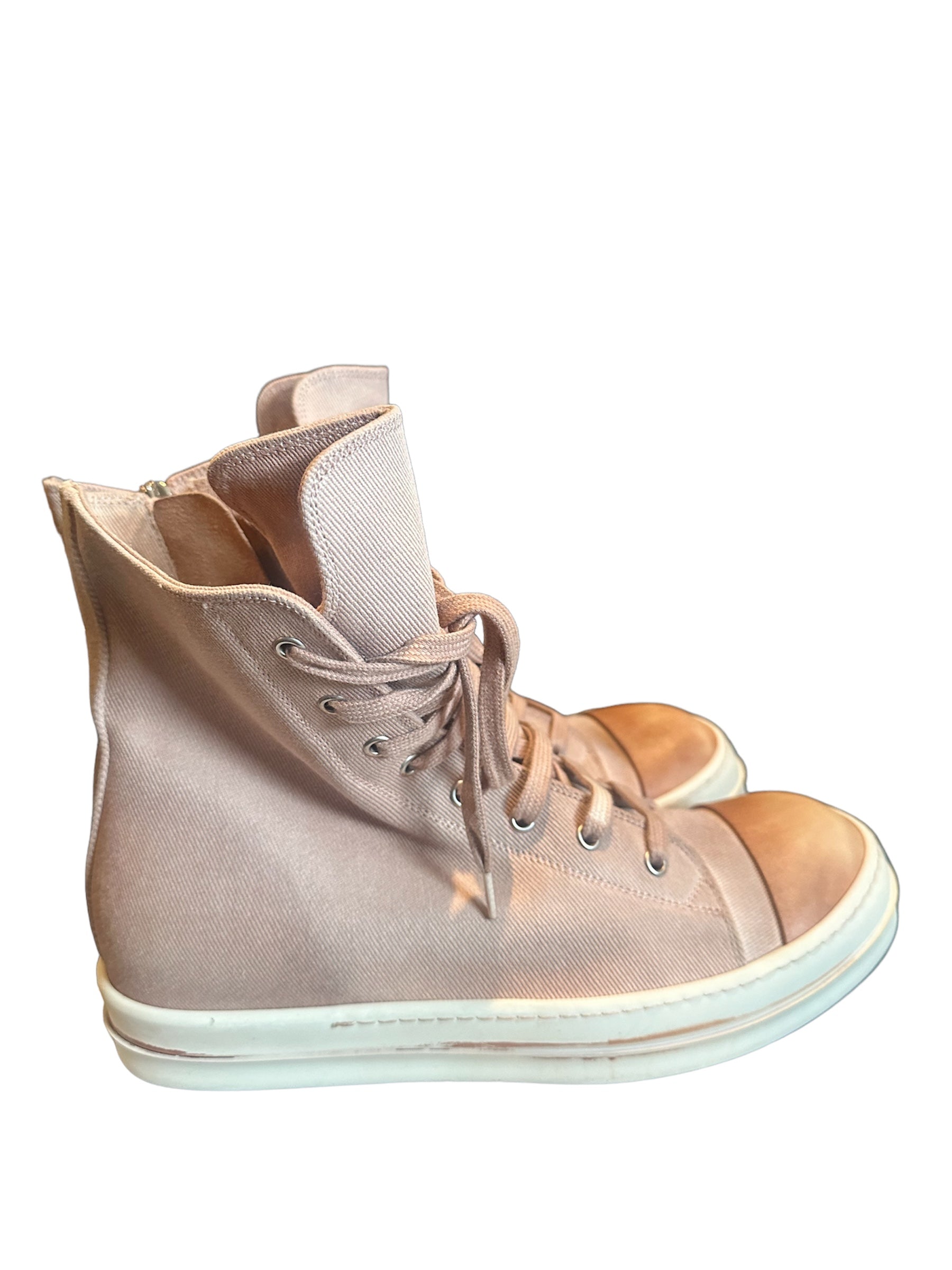 Rick Owens Ramones high pre owned size 10 light tan - The Valley Closet