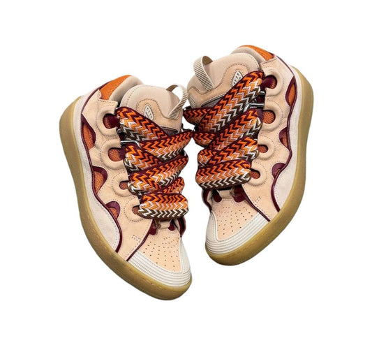 Lanvin Curb sneaker Peach and tan Pre owned 9.5 - The Valley Closet
