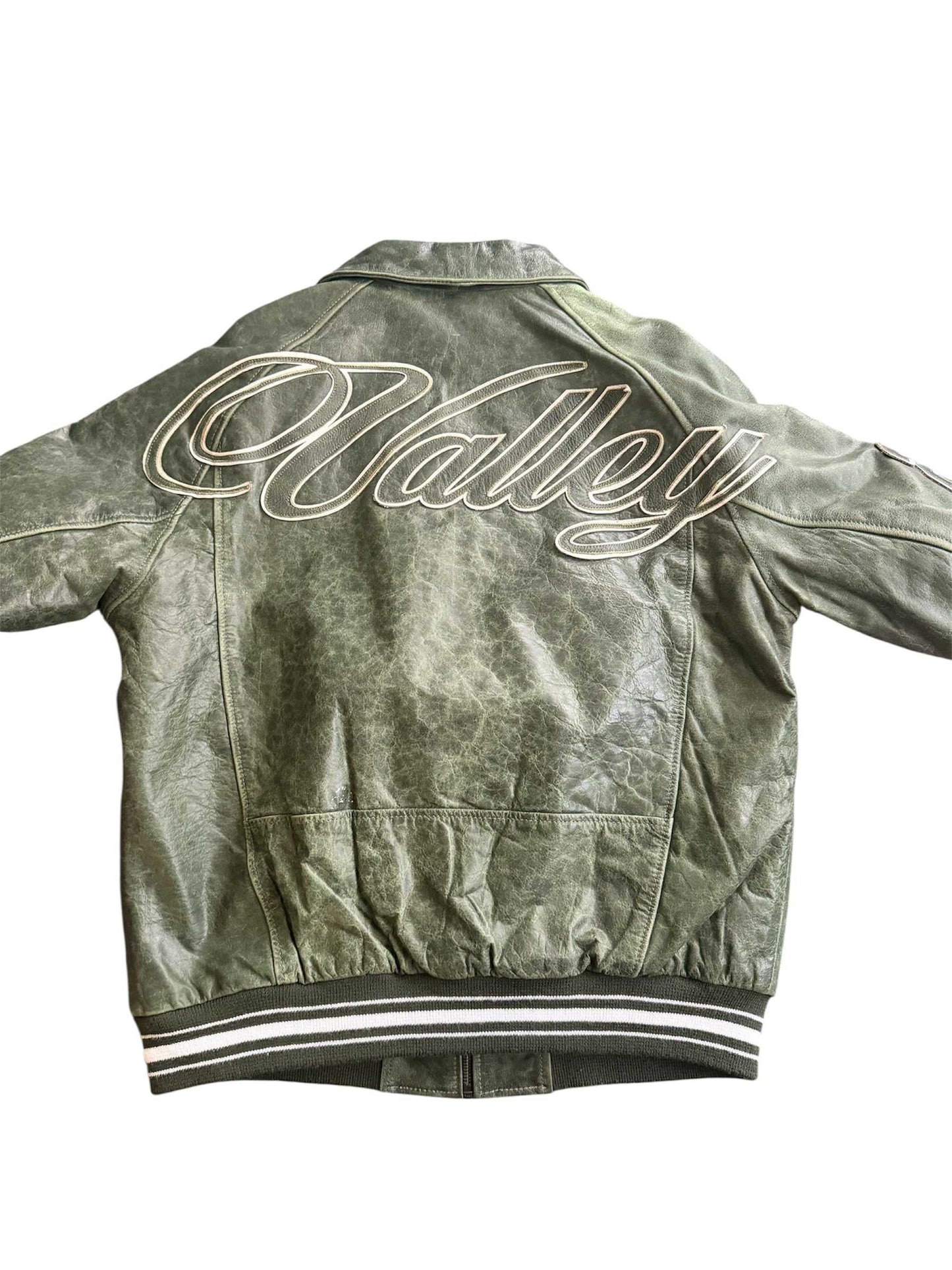 Vale Valley Dreams Leather Olive Jacket Pre Owned