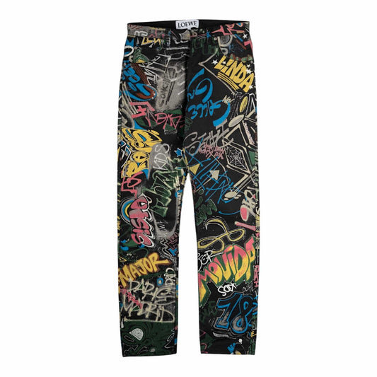 Loewe graffiti waxed jeans pre owned size 46 fits 30 waist