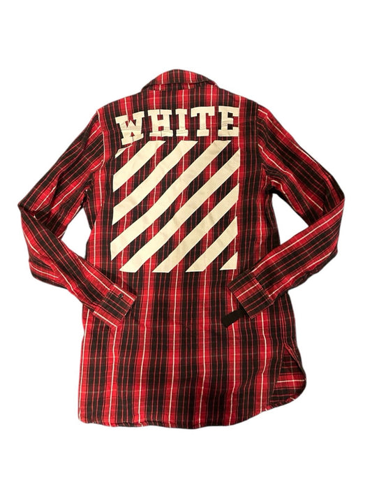 OFF-WHITE Extended Flannel red  Pre Owned Size Small
