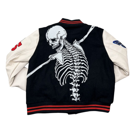 Godspeed R.O.D Varsity jacket Black Red Skeleton New fits smaller - The Valley Closet