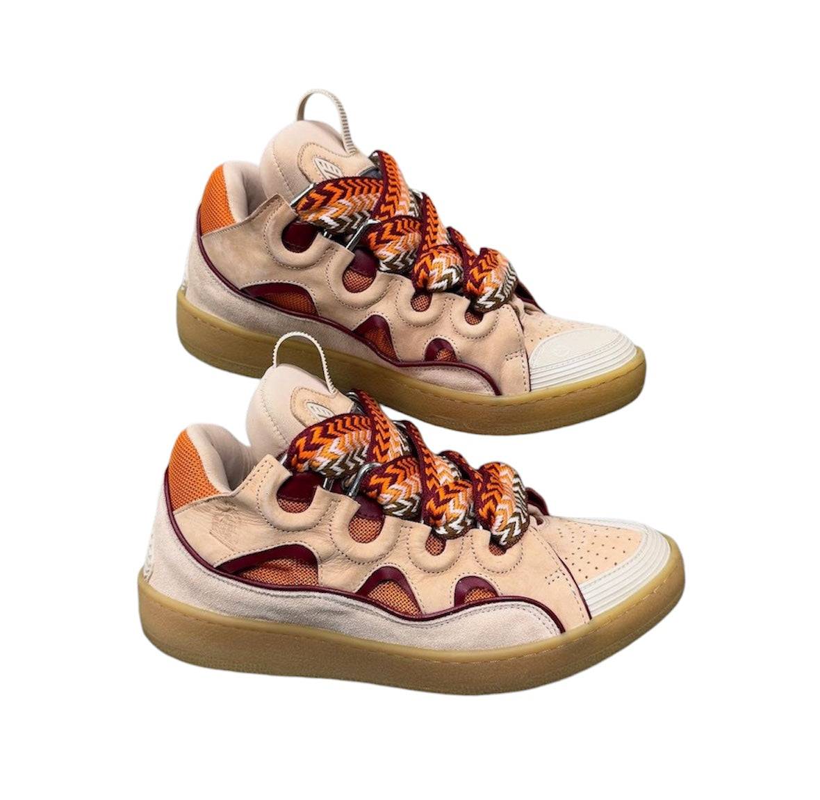 Lanvin Curb sneaker Peach and tan Pre owned 9.5 - The Valley Closet