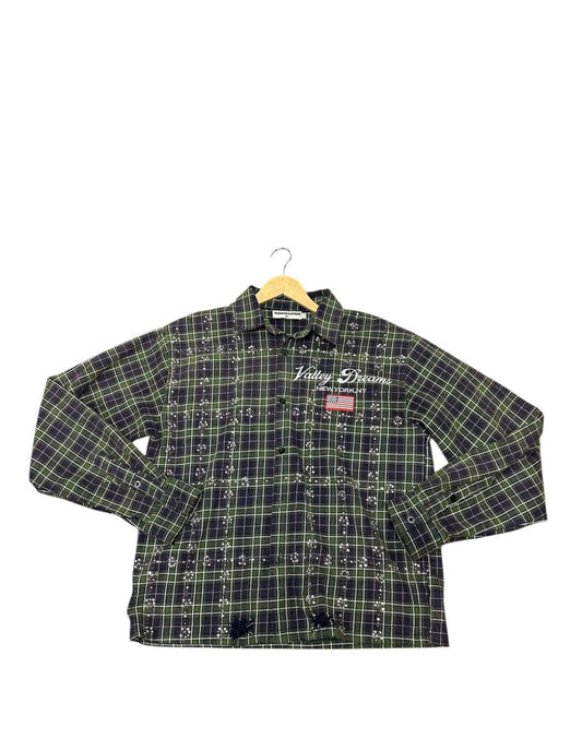 Valley Dreams New York Rhinestone Plaid Button Up Pre Owned - The Valley Closet